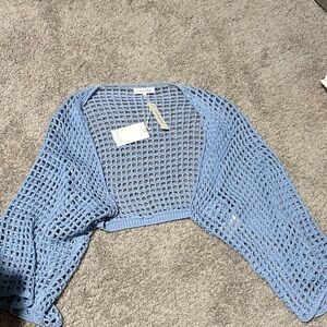 Emory Park Light Blue Open-Knit Shrug